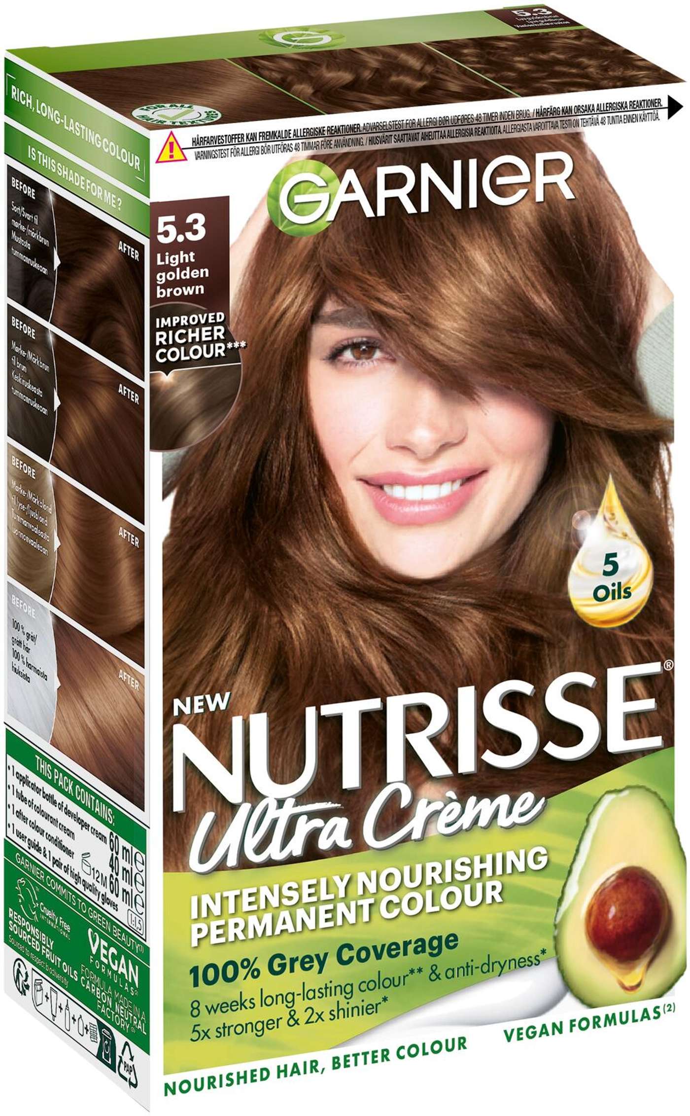 Garnier Nutrisse Ultra Creme 5. 3 Светло-золотисто-коричневый Светло-золотисто-коричневый перманентный цвет 1шт (цвет Светло-золотисто-коричневый)