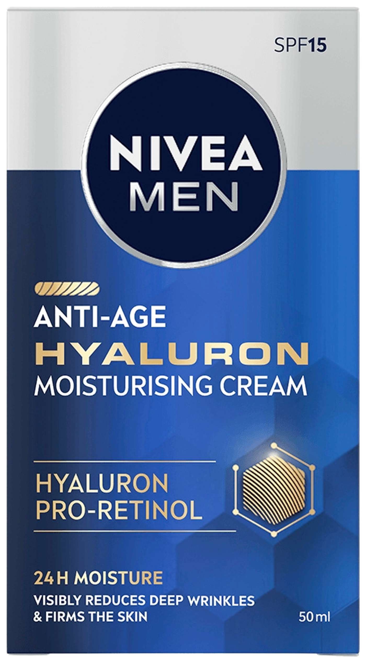 NIVEA MEN 50 мл Антивозрастной увлажняющий крем для лица с гиалуроном SPF15