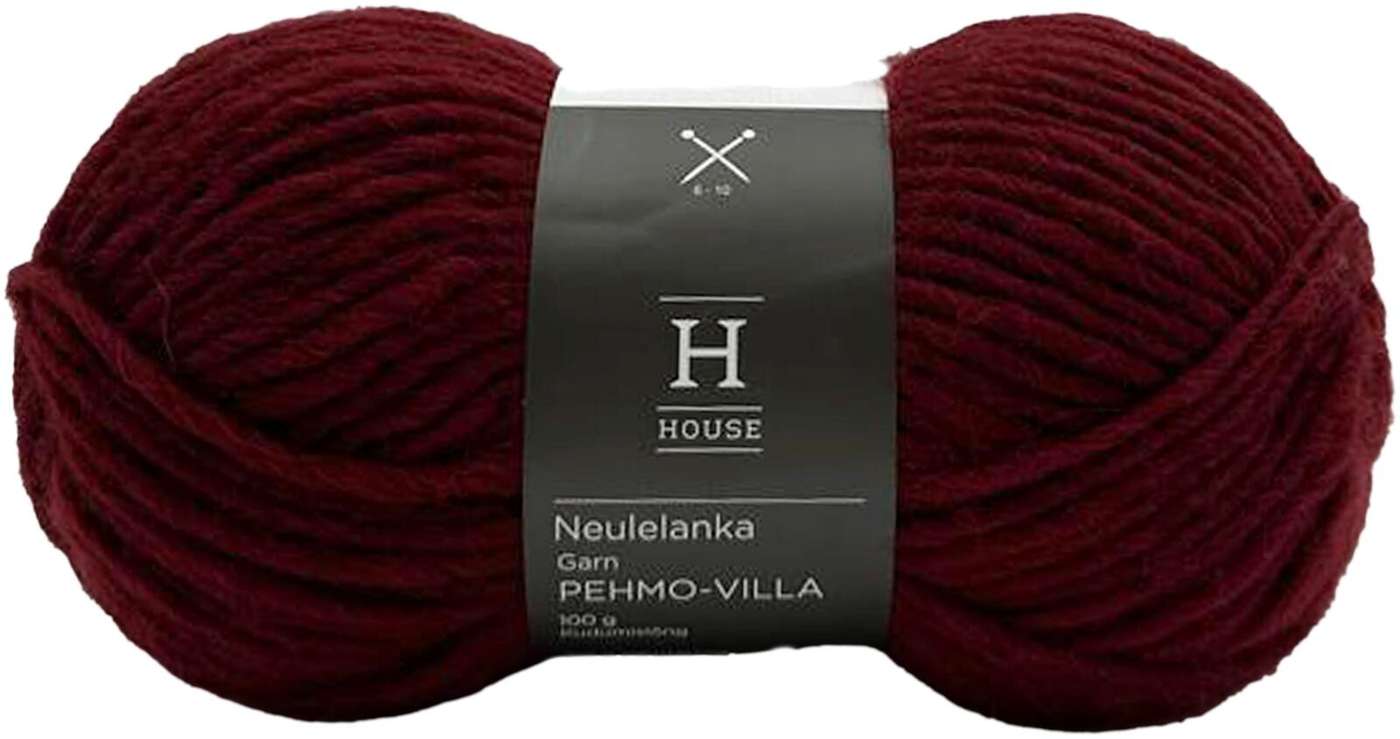 Пряжа домашняя Мягкая шерсть 112706 100 г Wine Red 10835 (цвет Вино красное)