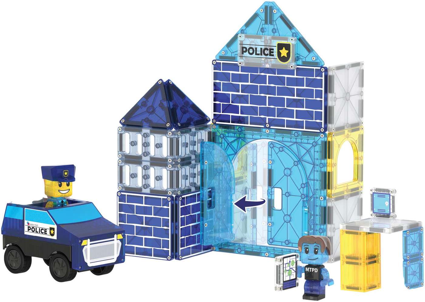 MAGNA-TILES® Полицейский участок магн. рак. серия 35 деталей