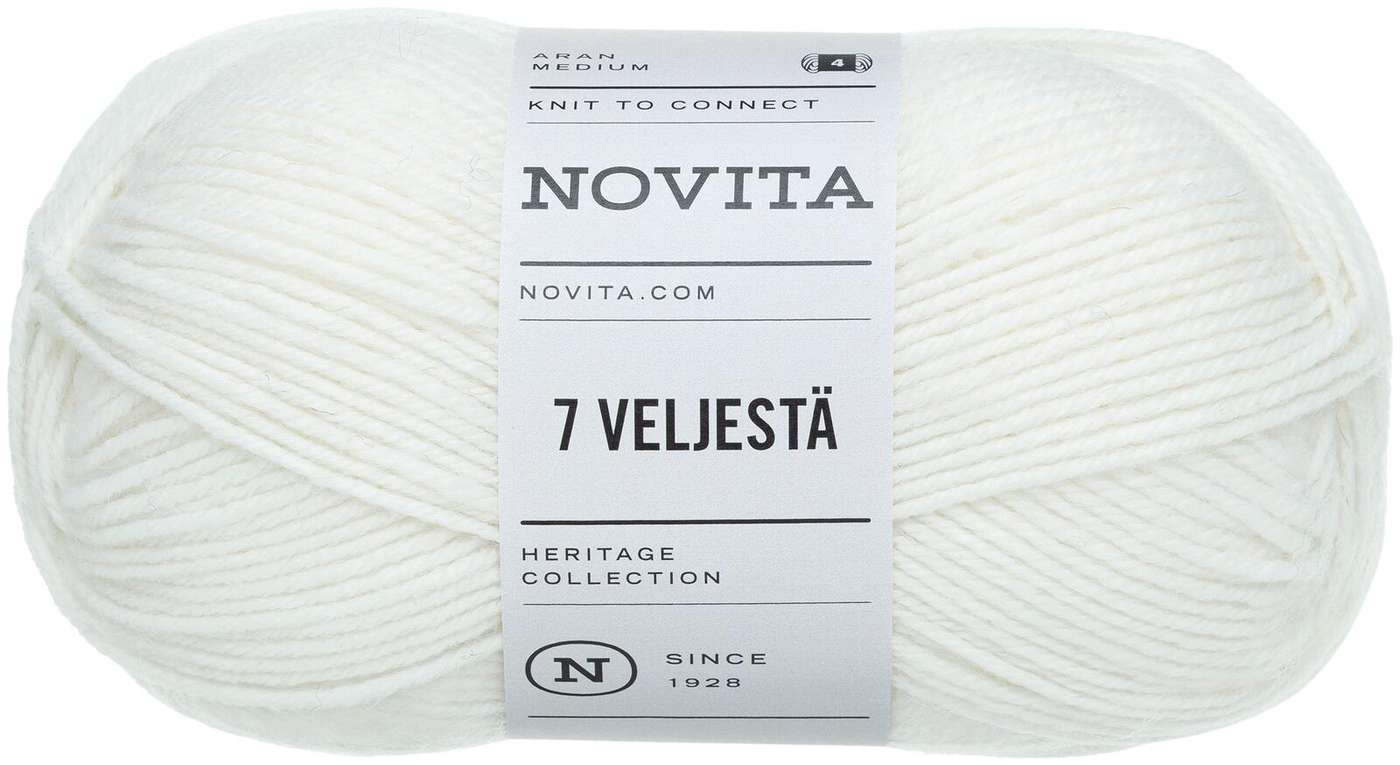 Нитка Novita 7 от Velje 100 г белая 011 (цвет белый)