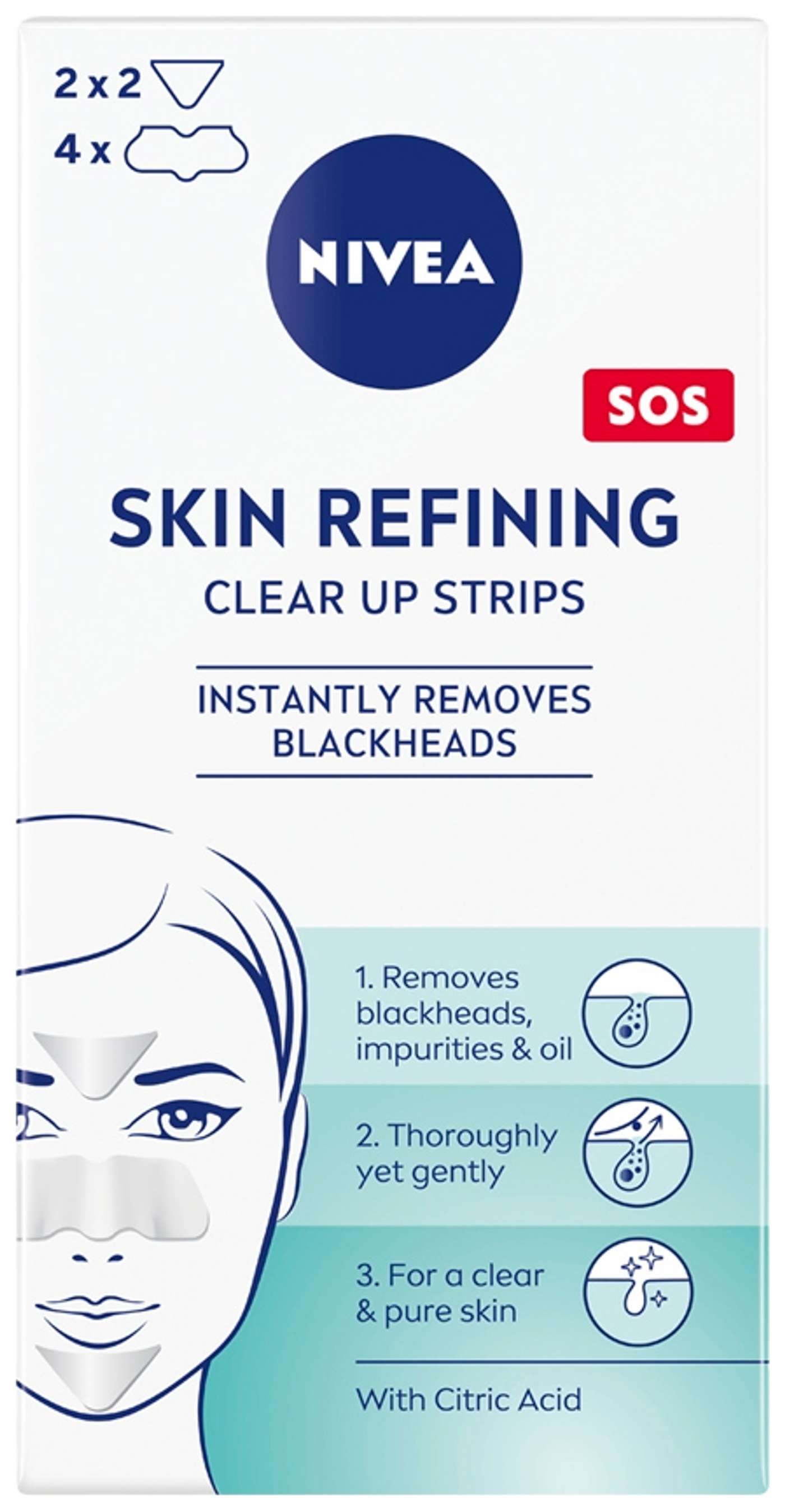 NIVEA 6шт Daily Essentials Refining Clear-up Strips очищающие подушечки для Т-зоны лица