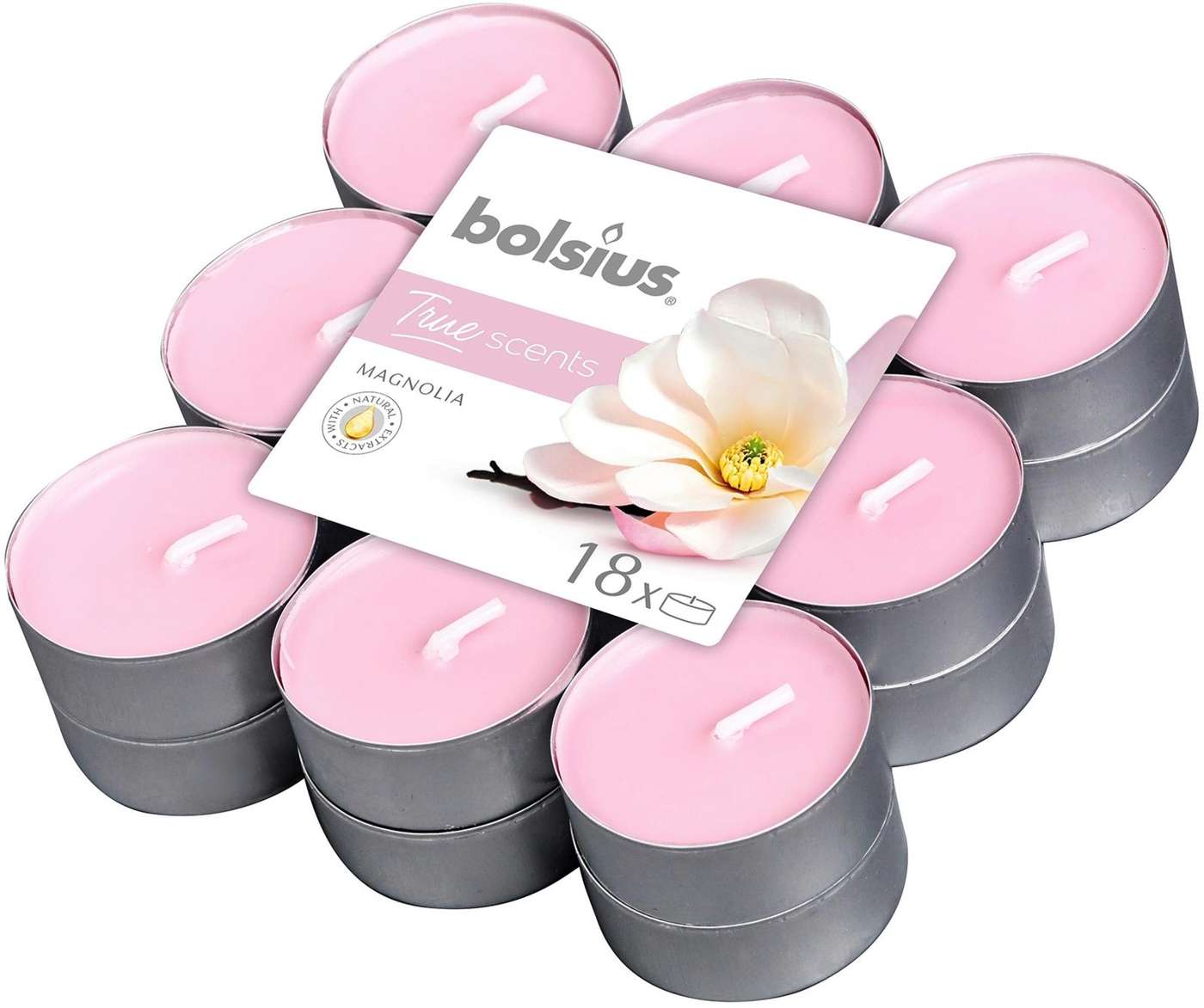 Bolsius True Scents - ароматические нагревательные свечи - Магнолия - розовые - 18 шт / упак. (цвет старая роза)