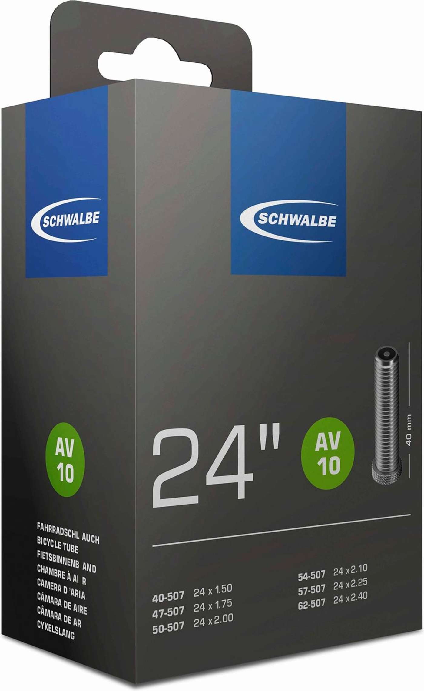 Велосипедная внутренняя покрышка Schwalbe 24 дюйма 40 / 62-507 av10 40 мм (цвет Черный)
