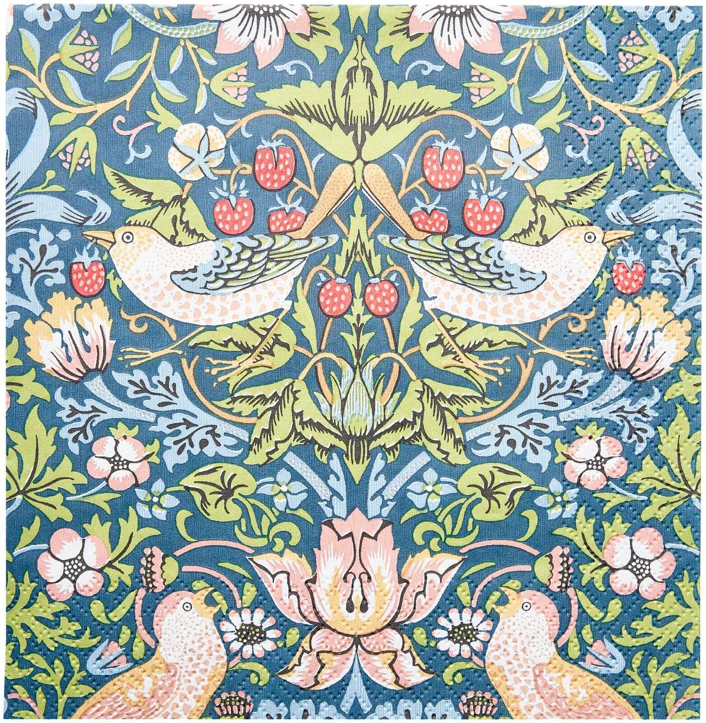 Салфетка William Morris Strawberry Thief синяя 20шт / 24см