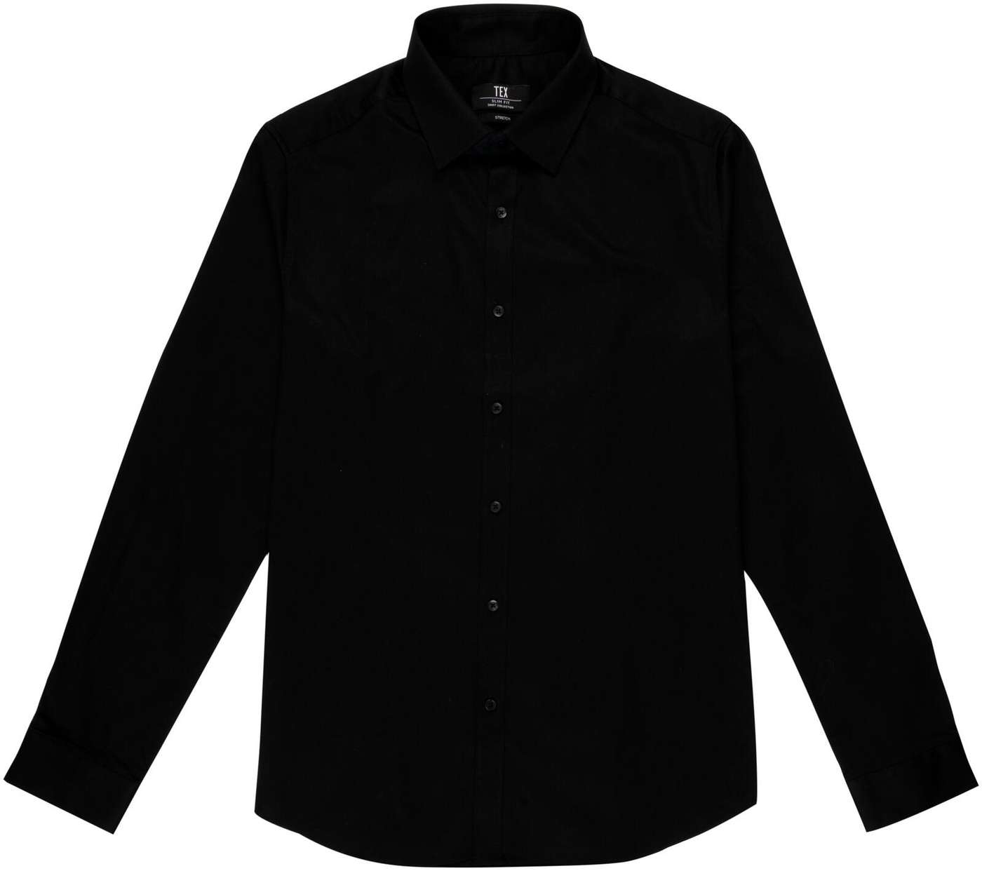 Мужская рубашка стрейч TEX Satin I589867 (размер 47 / 48, цвет ЧЕРНЫЙ 1)