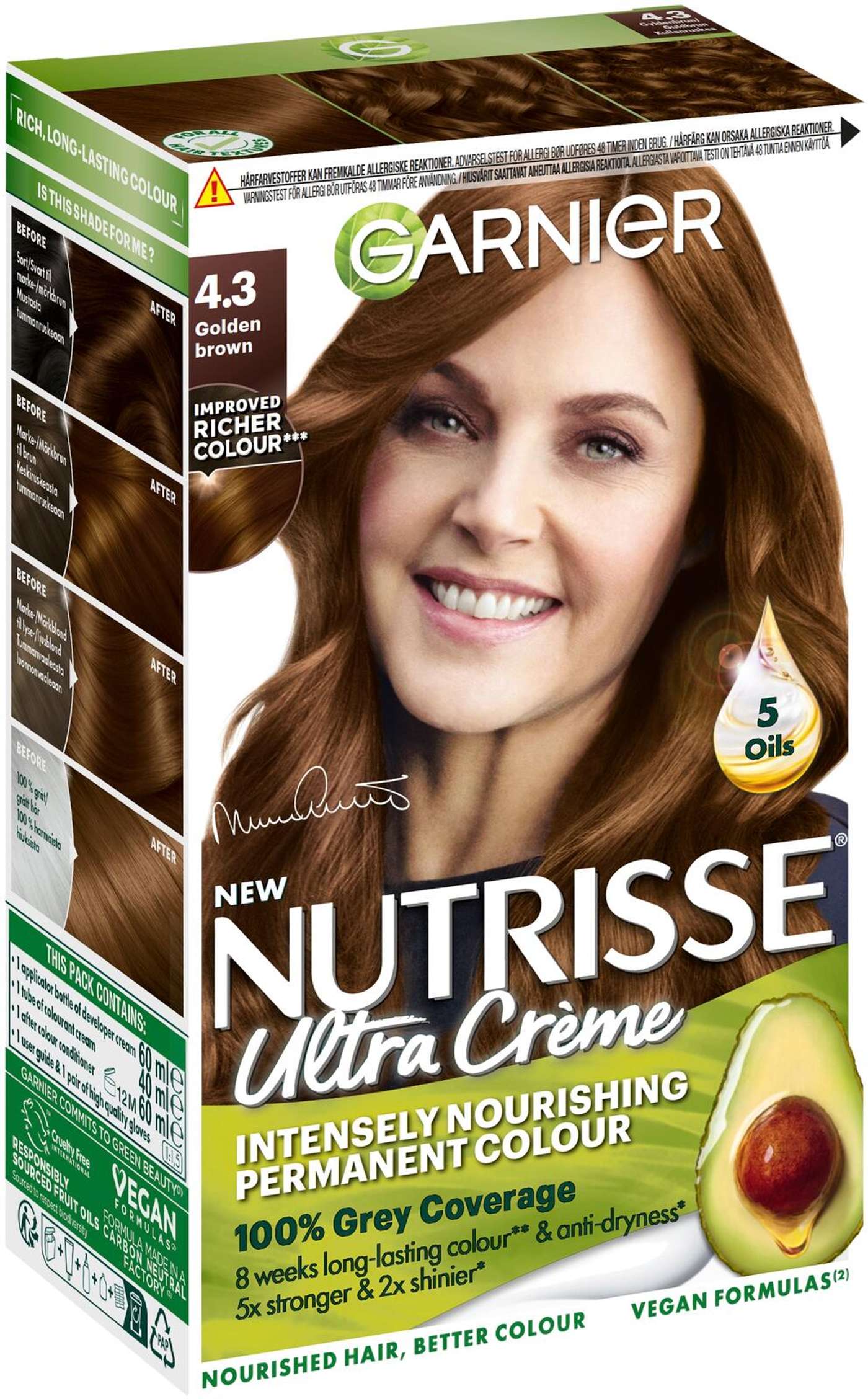 Garnier Nutrisse Ultra Creme 4. 3 Золотисто-коричневый Стойкая краска золотисто-коричневого цвета 1шт (цвет Золотисто-коричневый)