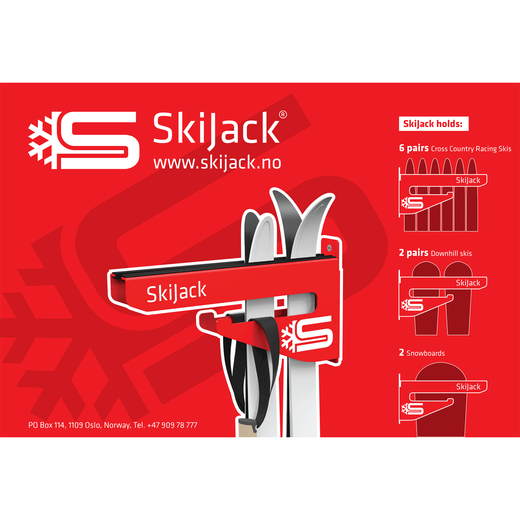 SkiJack Skihanger Wall Grey 300мм 25/26, стойка для лыж