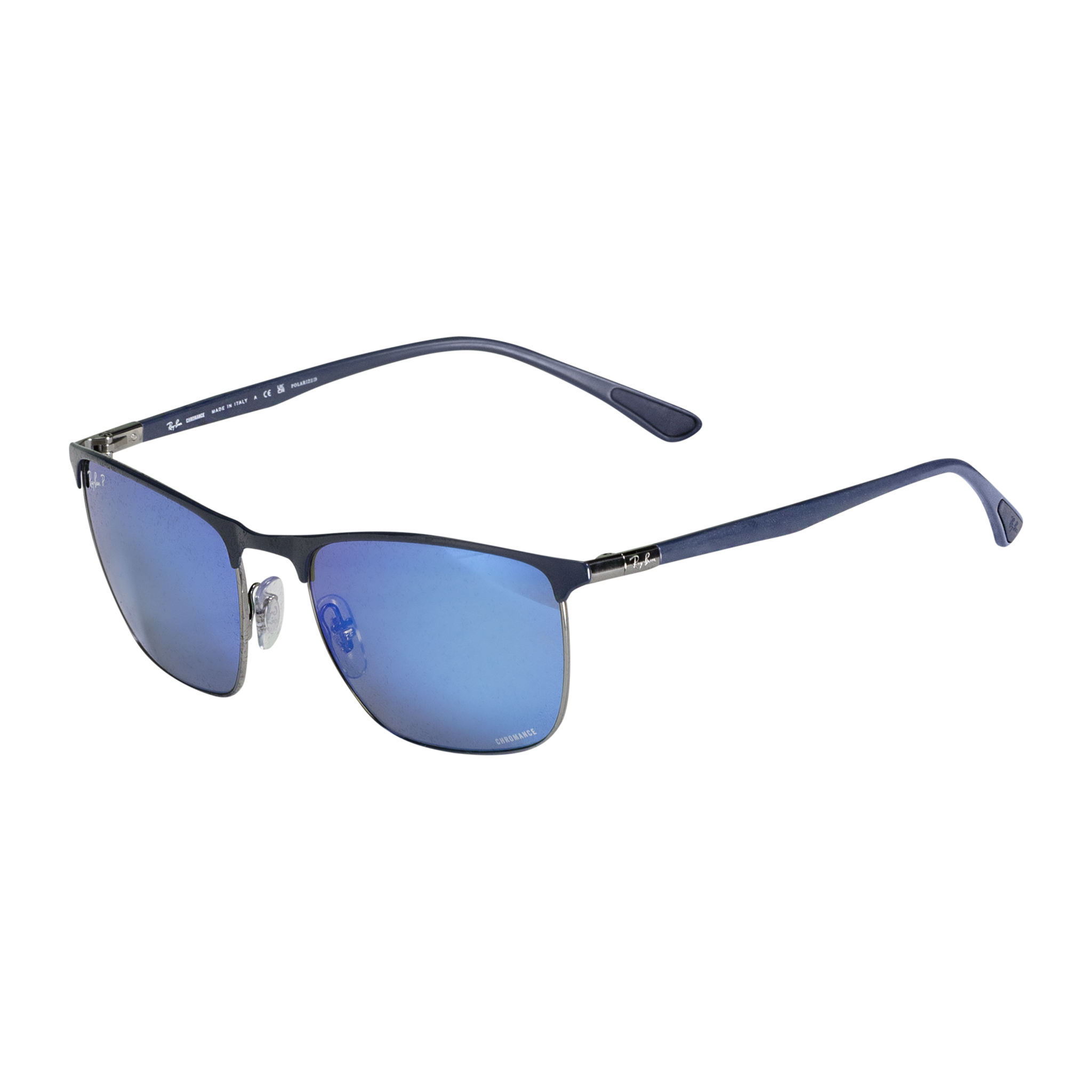Поляризационные солнцезащитные очки Ray-Ban 0RB3686 синего цвета в металлическом цвете