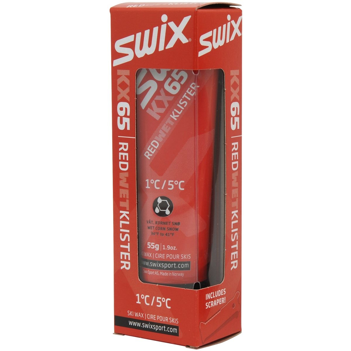 Swix Klister KX65 Red от 1C до 5C 25/26, для переменной минусовой погоды