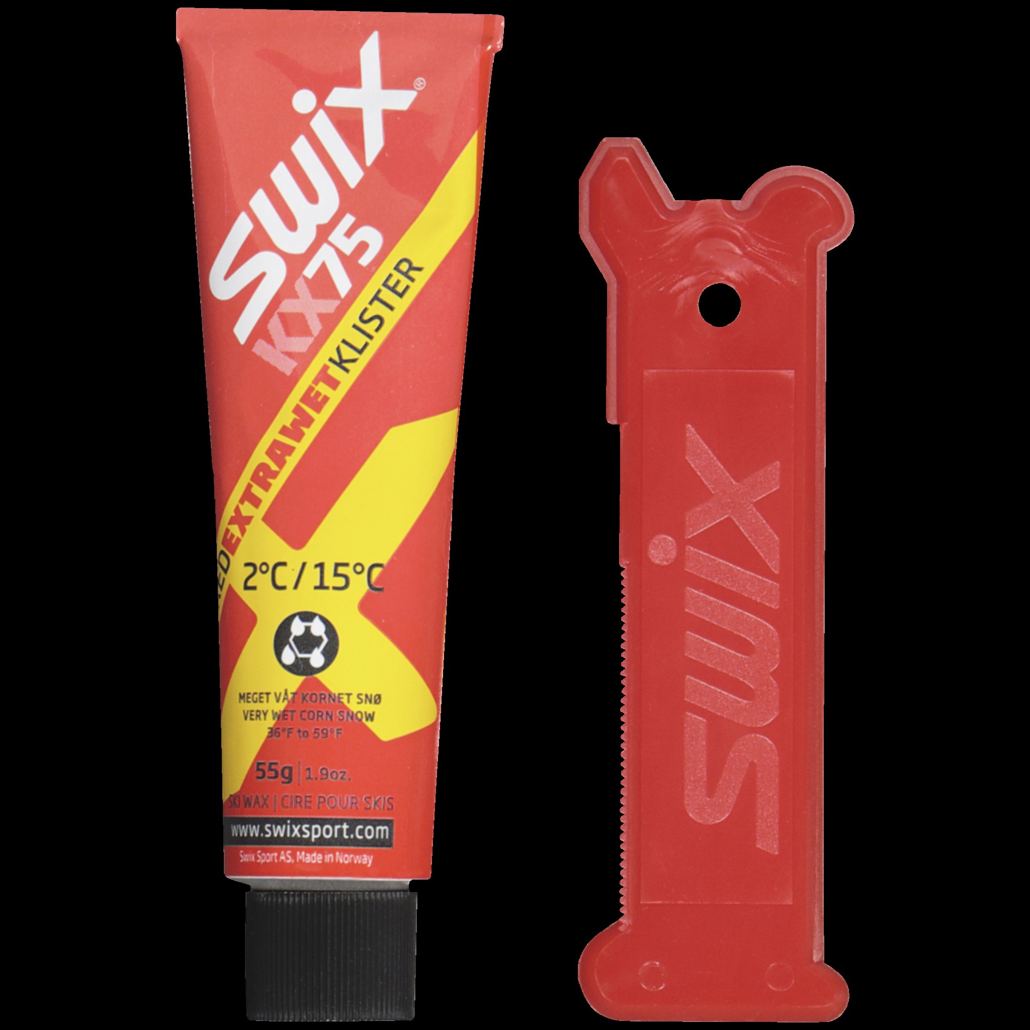 Swix Klister KX75 Red Extra Wet 2C/15C 25/26, блистер для мокрого снега