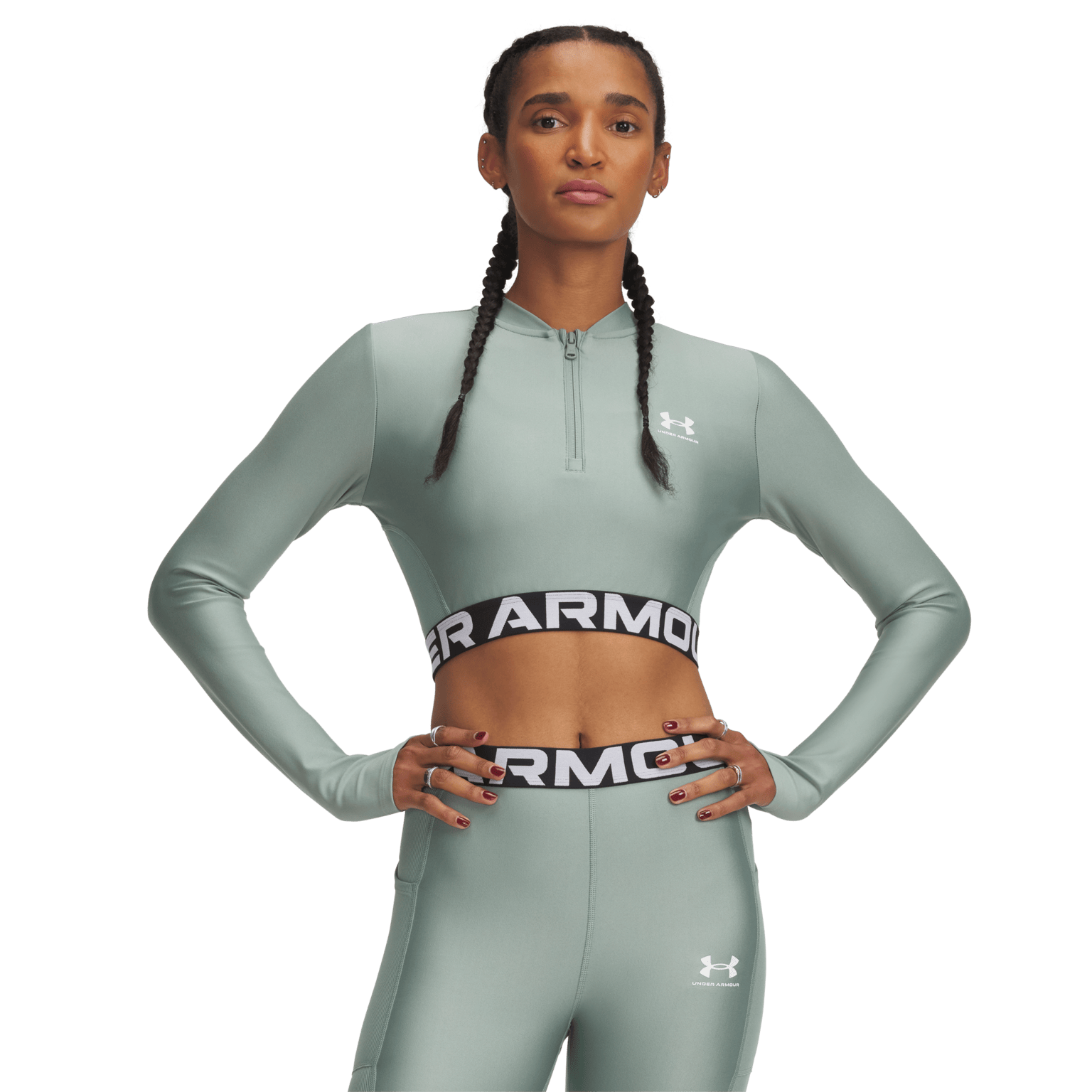 Женский тренировочный топ Under Armour HeatGear® с длинным рукавом и молнией 1/4 в рубчик