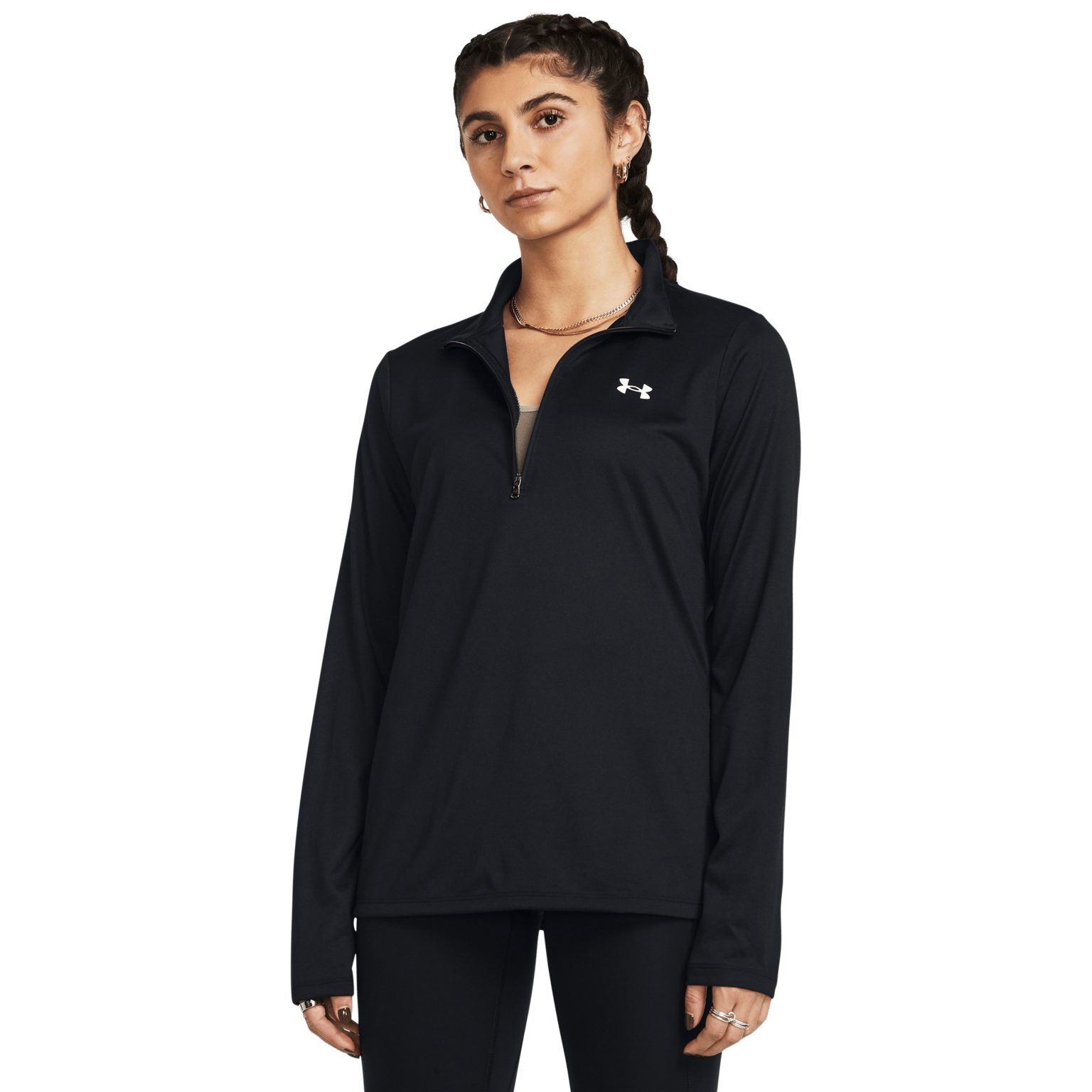 Under Armour Tech 1/2 Zip — однотонная женская тренировочная рубашка.