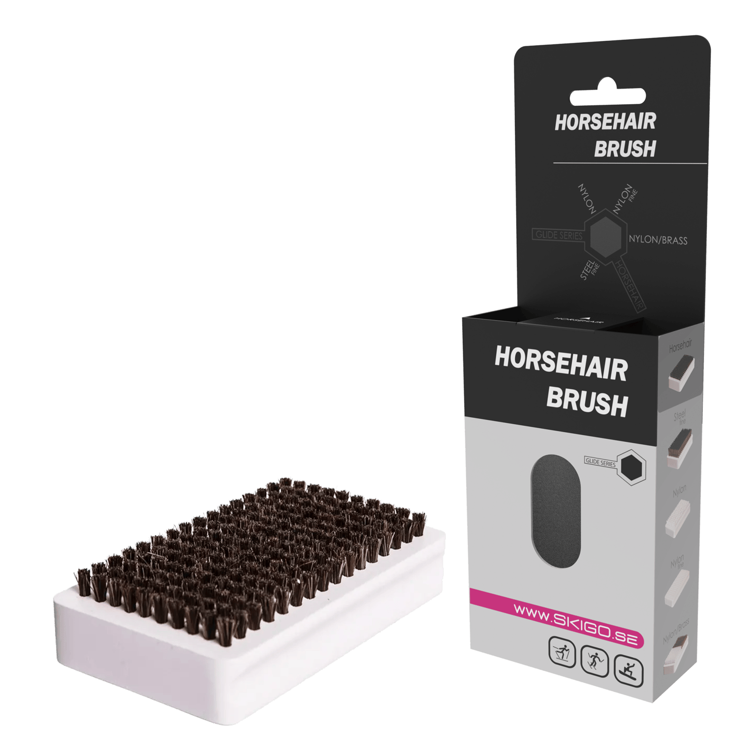 Skigo Ski Go Wax Brush Brush из конского волоса, прямоугольная 25/26, ручная кисть