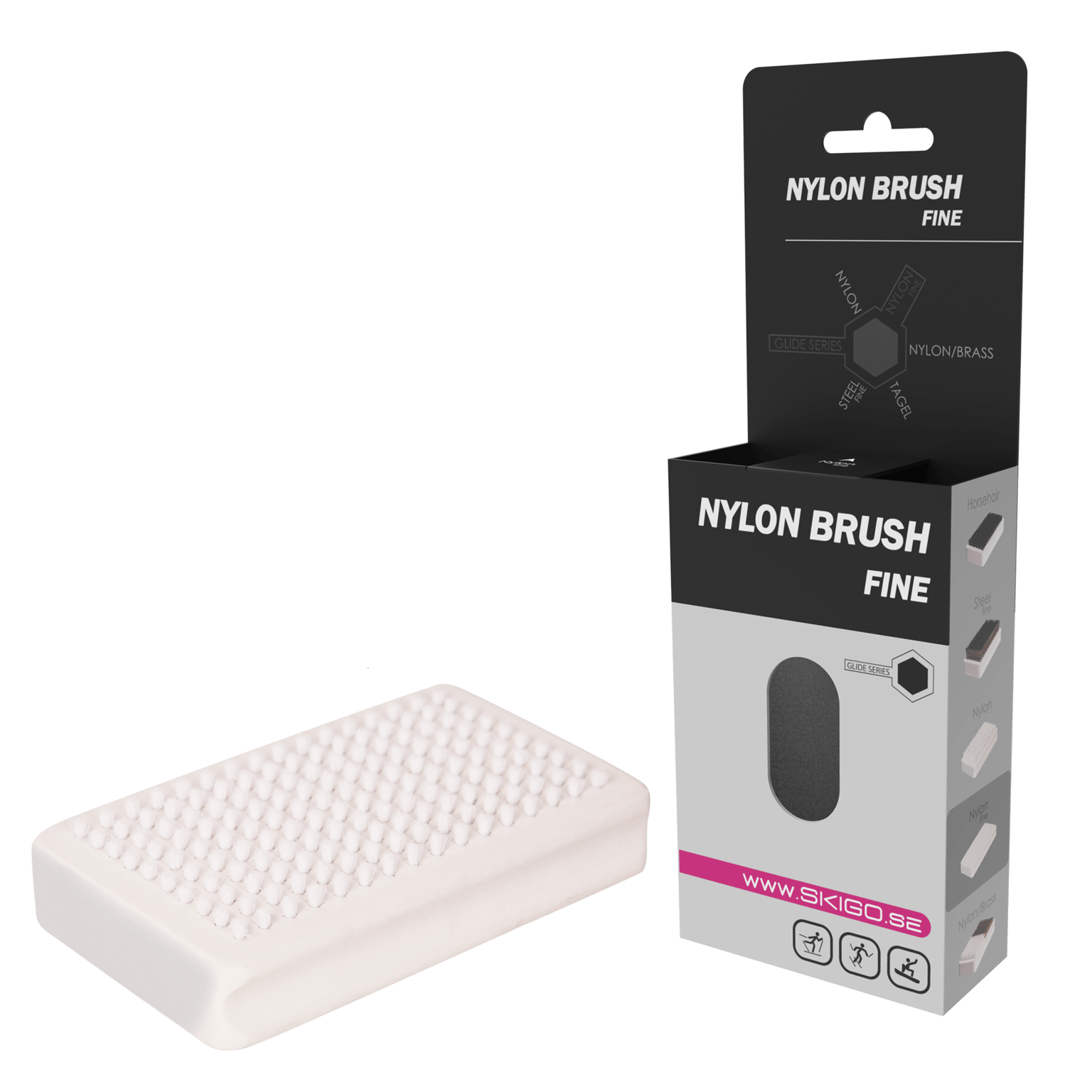 Skigo Ski Go Wax Brush Nylon Fine Rectangular 25/26, ручная щетка