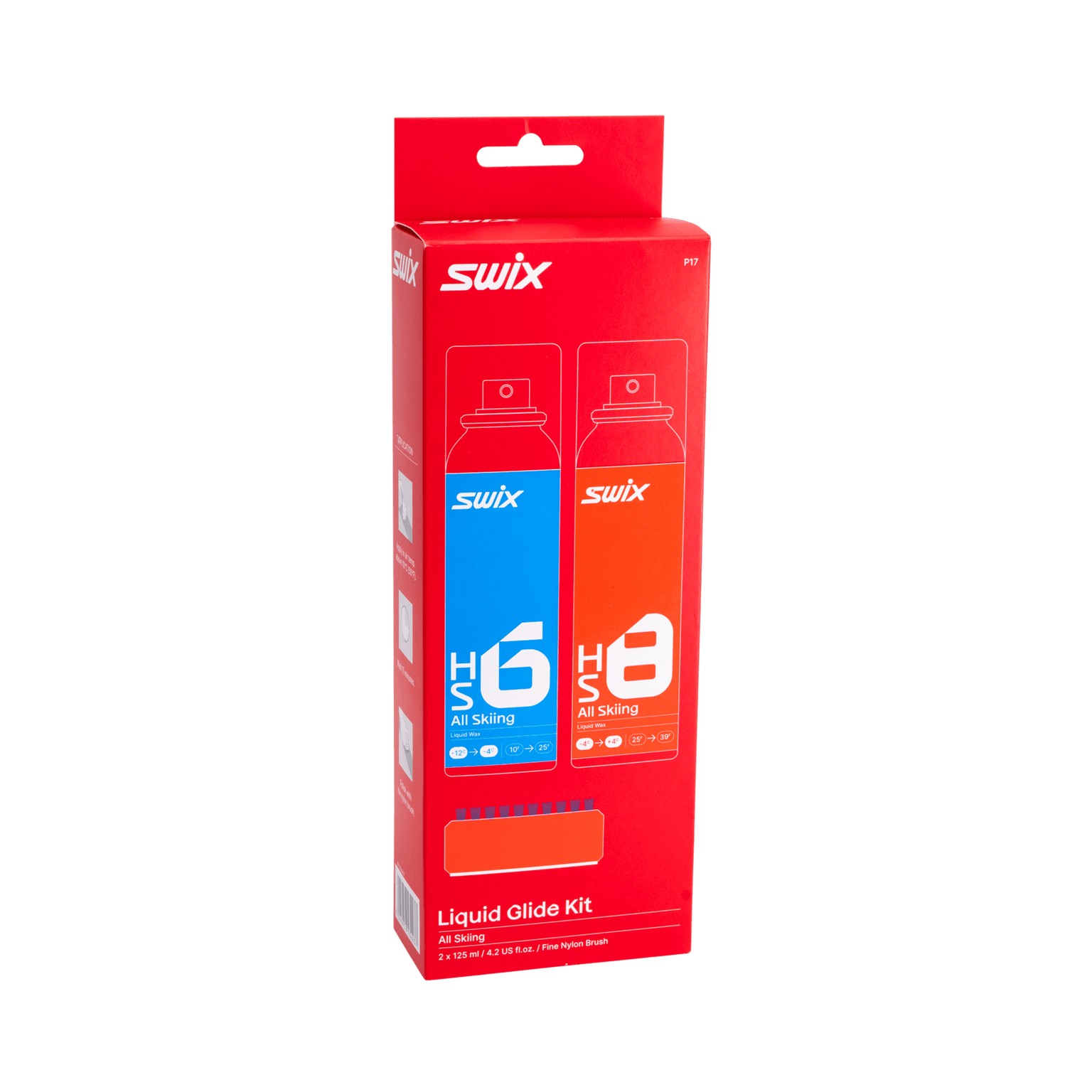 Swix Wax Kit P17 Liquid Glide 25/26, набор для быстрого скольжения и кисть для беговых лыж