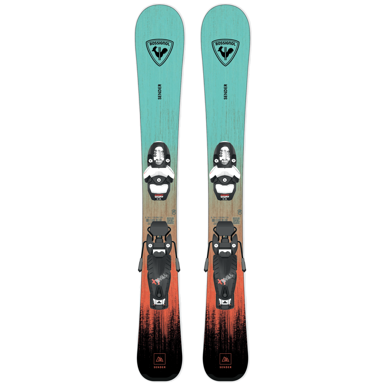 Rossignol Alpine Skis SENDER KID + TEAM 4 GW B76, детские горные лыжи