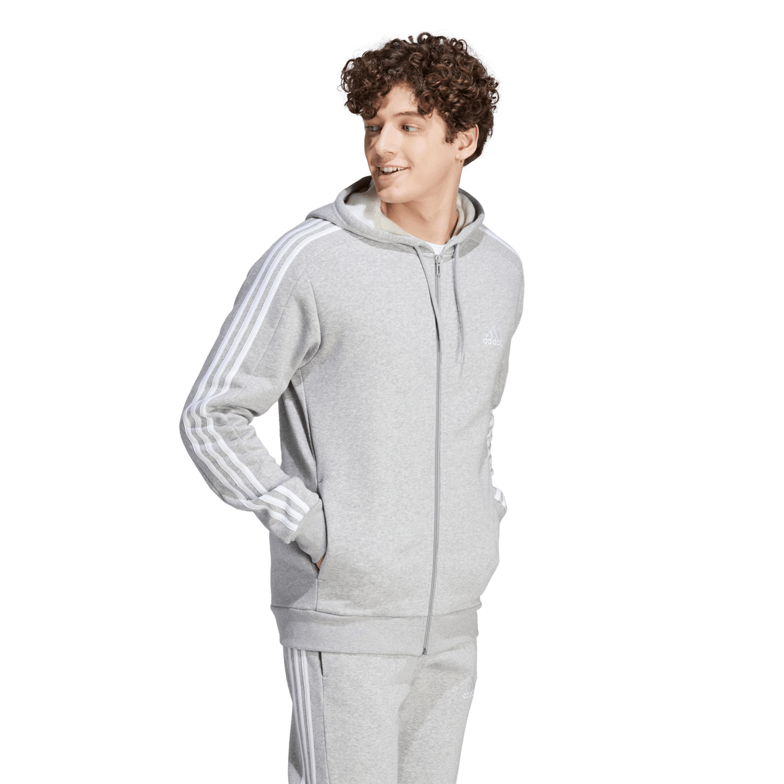 adidas Essential Fleece 3-Stripes Full Zip, мужская толстовка с капюшоном