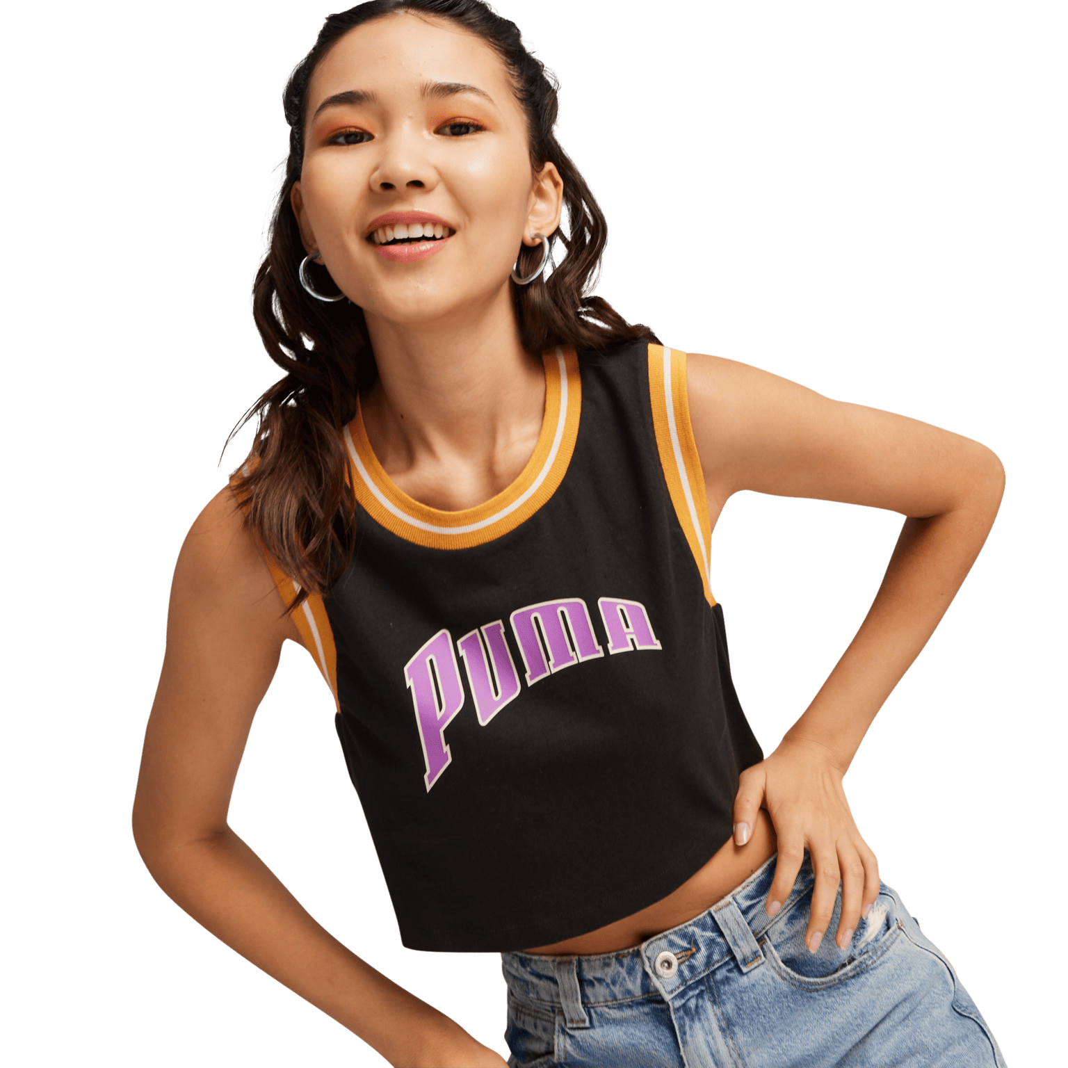 Укороченная футболка с рисунком Puma TEAM FOR THE FANBASE, женский укороченный топ с рисунком TEAM