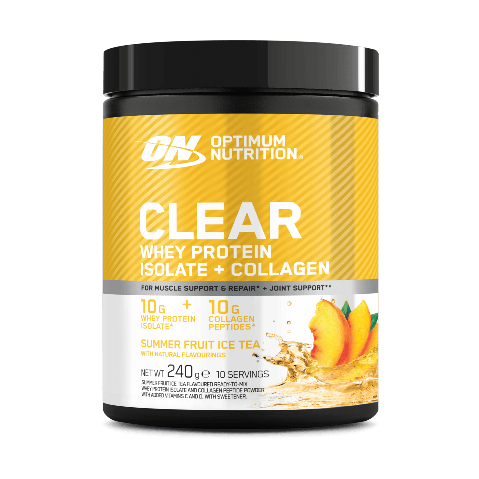 Optimum Nutrition Clear Whey Collagen 280 г Летний фруктовый ледяной чай, протеиновый порошок