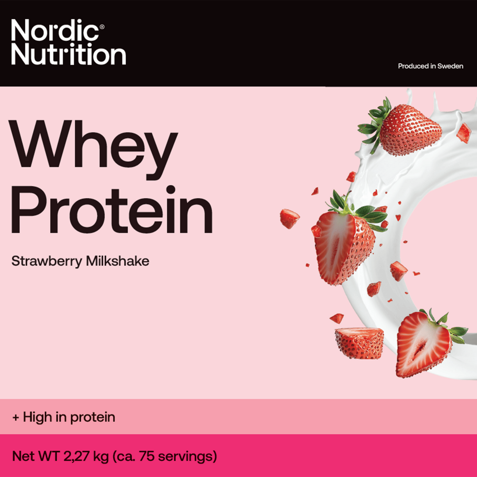 Nordic Nutrition Whey Protein - Клубника 2,270 г, протеиновый порошок