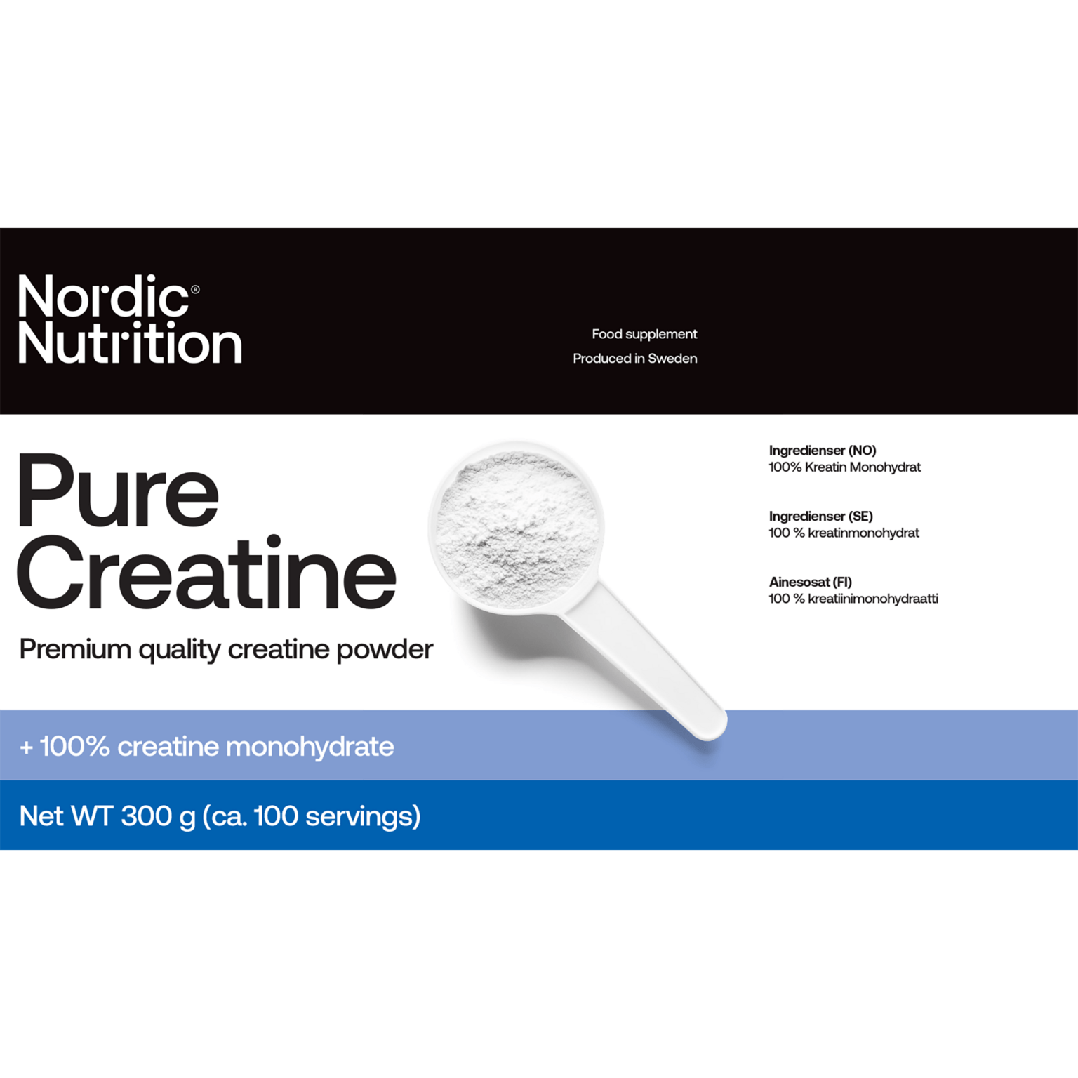 Nordic Nutrition Pure Creatine 300 г, пищевая добавка