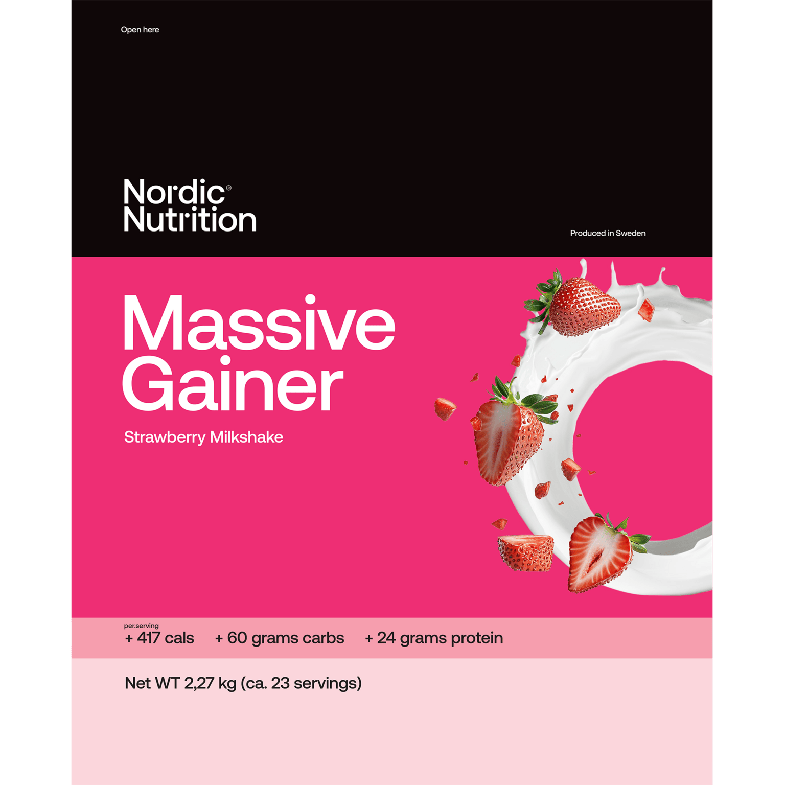 Nordic Nutrition Massive Gainer - Клубника 2270 г, протеиновый порошок
