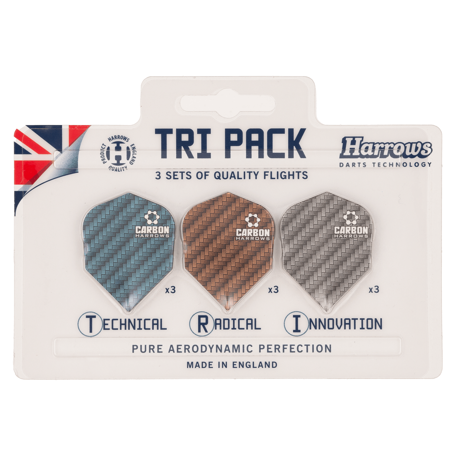 Harrows Dart Flights Carbon Tri Pack 9 шт, крылья-дротики